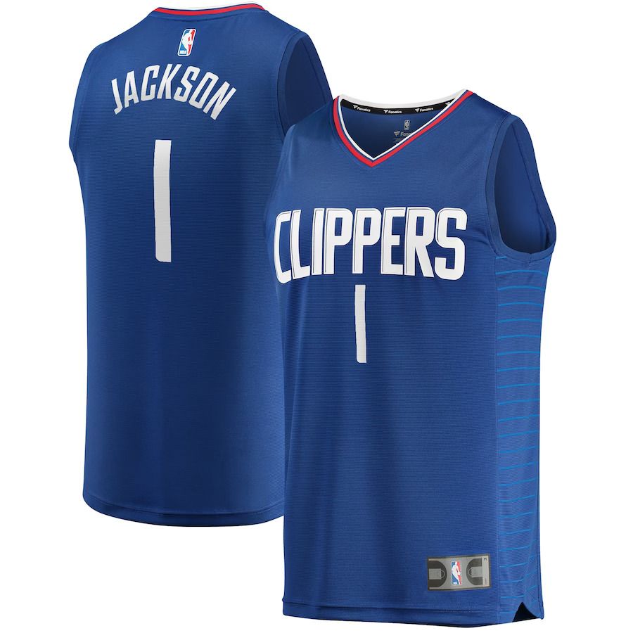 Men Los Angeles Clippers #1 Reggie Jackson Fanatics Branded Royal Fast Break Player NBA Jersey